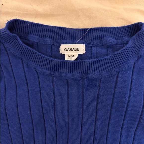 Blue Ribbed Women's Top - Picture 2 of 3